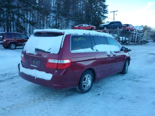 5FNRL38786B040287 - 2006 HONDA ODYSSEY EX RED photo 4