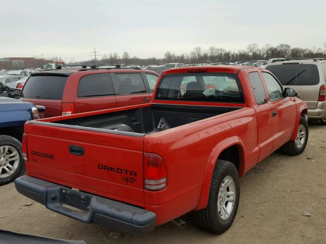 1D7HL12X43S101213 - 2003 DODGE DAKOTA SXT RED photo 4