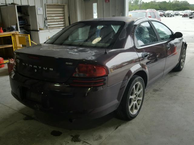 1B3EL36T94N145810 - 2004 DODGE STRATUS SE PURPLE photo 4