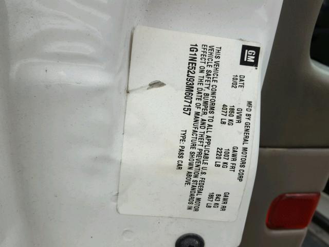 1G1NE52J93M607157 - 2003 CHEVROLET MALIBU LS 白色 照片 10