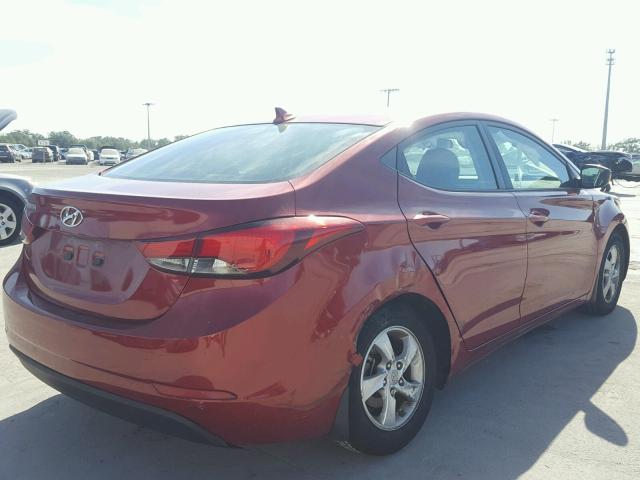 5NPDH4AE5EH535198 - 2014 HYUNDAI ELANTRA SE RED photo 4