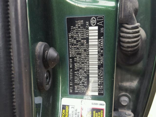 2T1BPRHE5EC143211 - 2014 TOYOTA COROLLA EC 绿色 照片 10