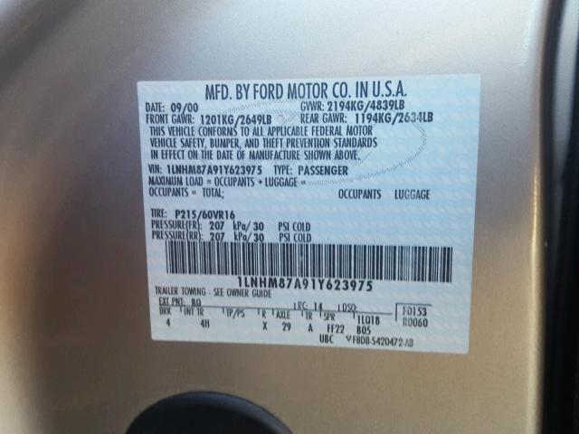 1LNHM87A91Y623975 - 2001 LINCOLN LS 银色 照片 10