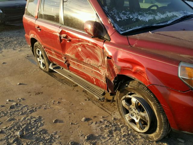 2HKYF18606H519528 - 2006 HONDA PILOT EX RED photo 9