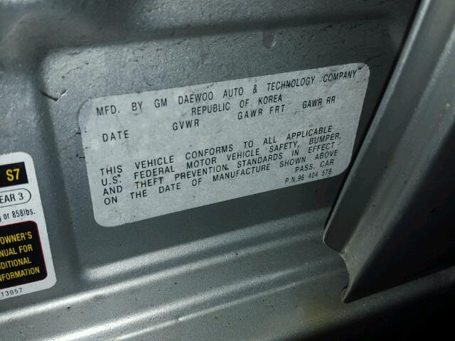 KL1TJ52604B161149 - 2004 CHEVROLET AVEO LS SILVER photo 10