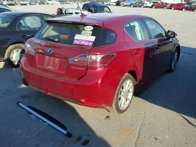 JTHKD5BH5C2108523 - 2012 LEXUS CT 200 MAROON photo 4