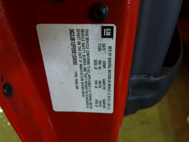 3G2JB12F55S159560 - 2005 PONTIAC SUNFIRE RED photo 10