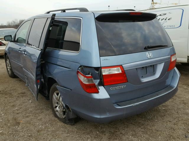 5FNRL38406B001909 - 2006 HONDA ODYSSEY EX BLUE photo 3