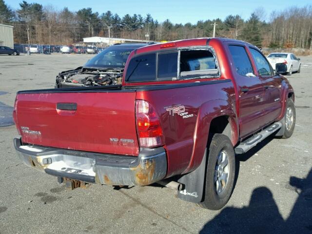 5TELU42N25Z013891 - 2005 TOYOTA TACOMA DOU RED photo 4