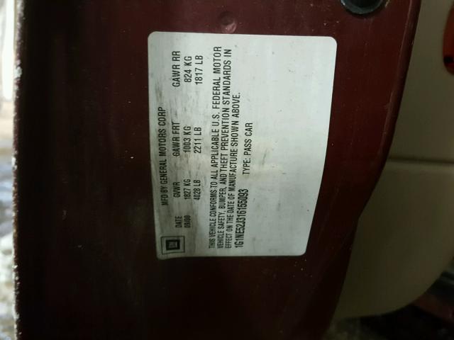 1G1NE52J316155093 - 2001 CHEVROLET MALIBU LS MAROON photo 10