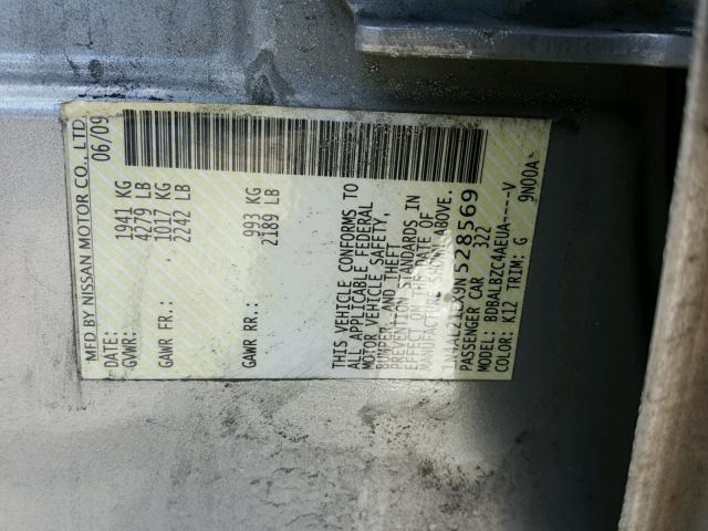 1N4AL21EX9N528569 - 2009 NISSAN ALTIMA 2.5 SILVER photo 10