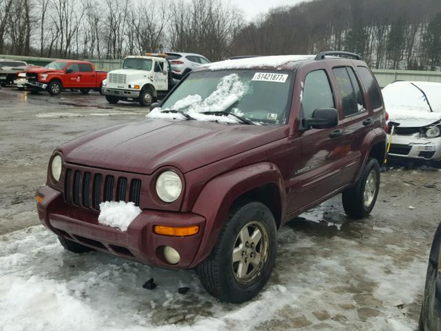 1J4GL58K92W215816 - 2002 JEEP LIBERTY LI MAROON photo 2