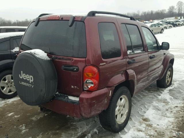 1J4GL58K92W215816 - 2002 JEEP LIBERTY LI MAROON photo 4