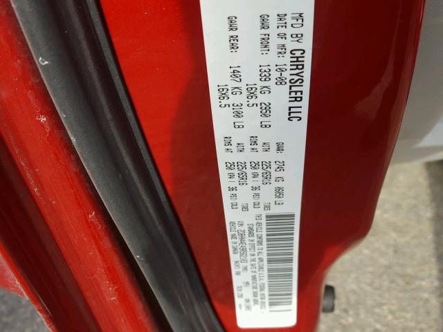 2D8HN44E49R562103 - 2009 DODGE GRAND CARA RED photo 10