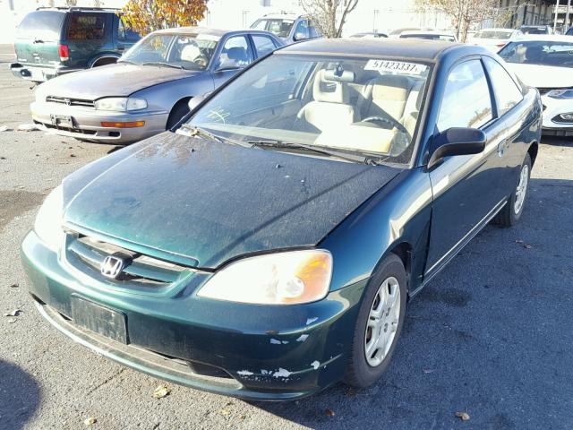 1HGEM22551L021703 - 2001 HONDA CIVIC LX GREEN photo 2