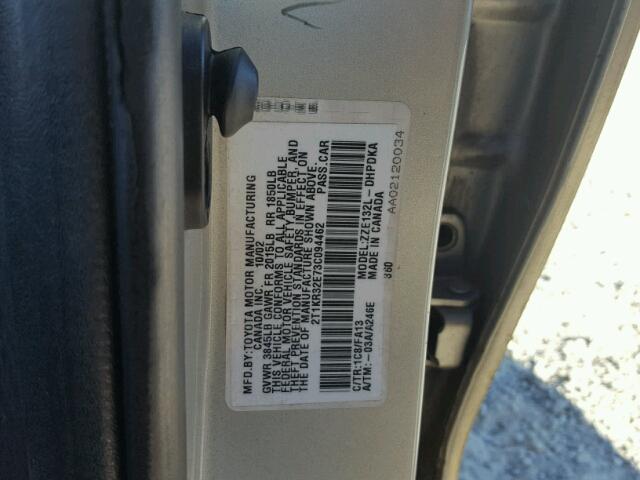 2T1KR32E73C094462 - 2003 TOYOTA MATRIX GOLD photo 10