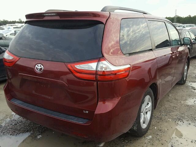 5TDKK3DC4GS758049 - 2016 TOYOTA SIENNA LE RED photo 4