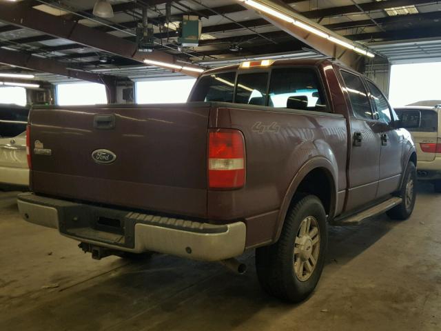 1FTPW14504KC88346 - 2004 FORD F150 SUPER MAROON photo 4