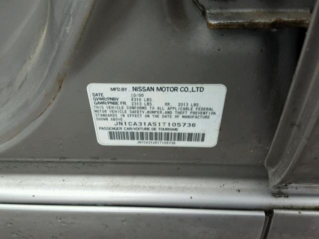 JN1CA31A51T105736 - 2001 NISSAN MAXIMA GXE BEIGE photo 10