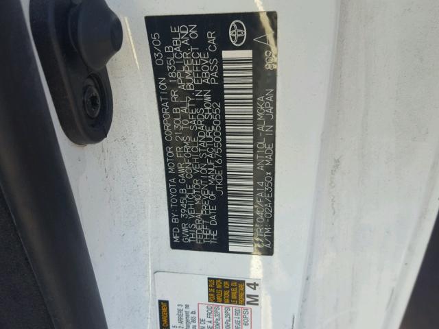 JTKDE167550050552 - 2005 TOYOTA SCION TC 白色 照片 10