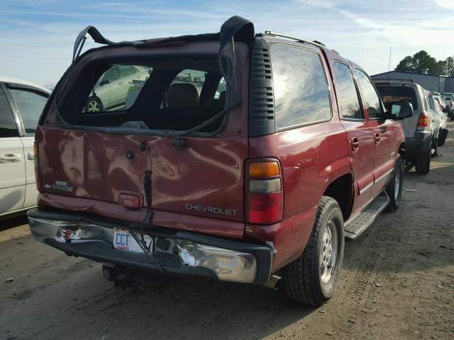 1GNEK13Z32J224318 - 2002 CHEVROLET TAHOE K150 BURGUNDY photo 4