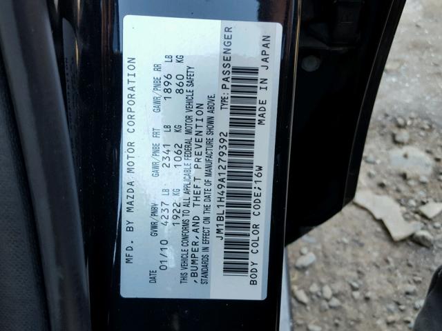 JM1BL1H49A1279392 - 2010 MAZDA SPEED 3 BLACK photo 10