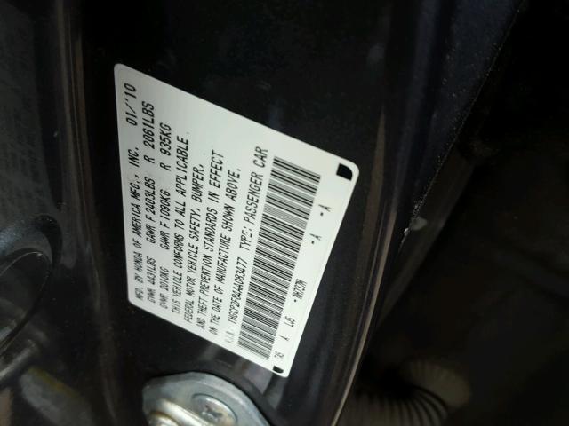 1HGCP2F84AA083477 - 2010 HONDA ACCORD EXL GRAY photo 10