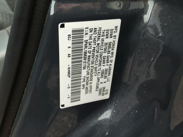 5FNRL18663B121764 - 2003 HONDA ODYSSEY EX GRAY photo 10