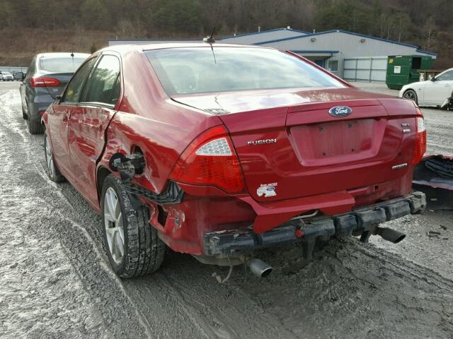 3FAHP0CG7CR392170 - 2012 FORD FUSION SEL RED photo 3