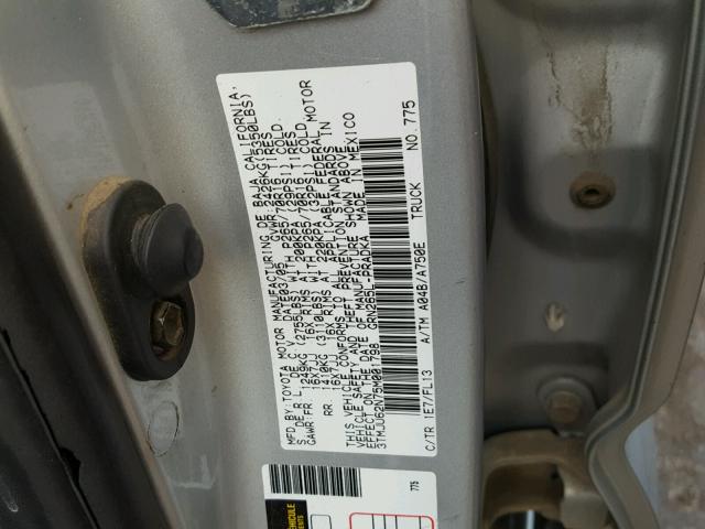 3TMJU62N75M001798 - 2005 TOYOTA TACOMA DOU SILVER photo 10