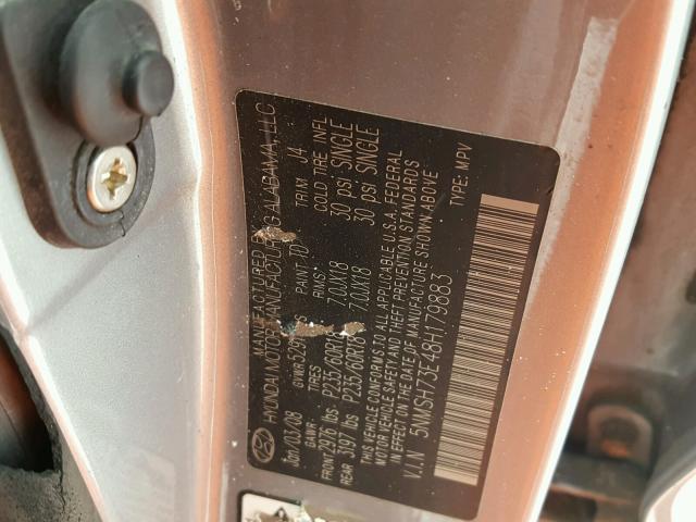 5NMSH73E48H179883 - 2008 HYUNDAI SANTA FE S 灰色 照片 10