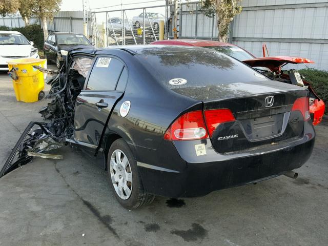 2HGFA16528H347953 - 2008 HONDA CIVIC LX BLACK photo 3