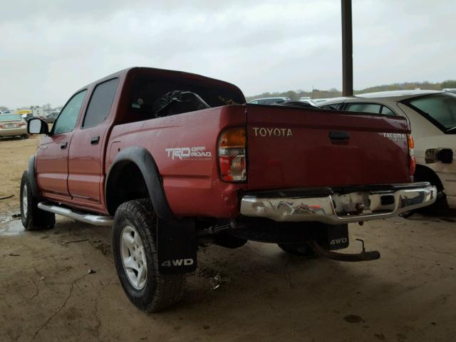 5TEHN72N13Z203781 - 2003 TOYOTA TACOMA DOU RED photo 3