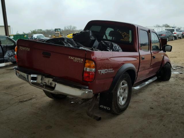 5TEHN72N13Z203781 - 2003 TOYOTA TACOMA DOU RED photo 4