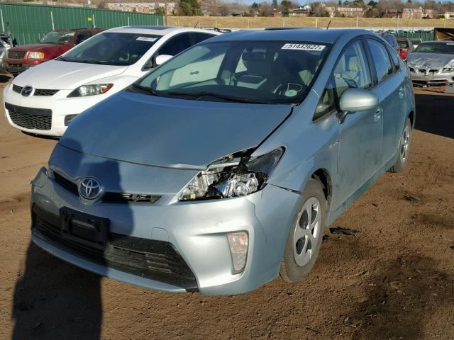 JTDKN3DUXD1656439 - 2013 TOYOTA PRIUS BLUE photo 2