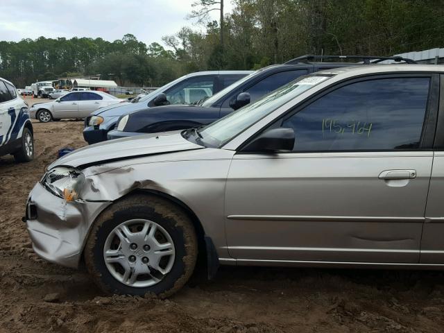 1HGES16522L065248 - 2002 HONDA CIVIC LX BEIGE photo 9