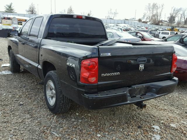 1D7HW38K78S615241 - 2008 DODGE DAKOTA SXT BLACK photo 3