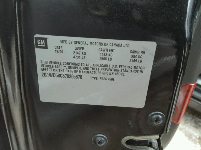 2G1WD58C879265378 - 2007 CHEVROLET IMPALA SUP 黑色 照片 10