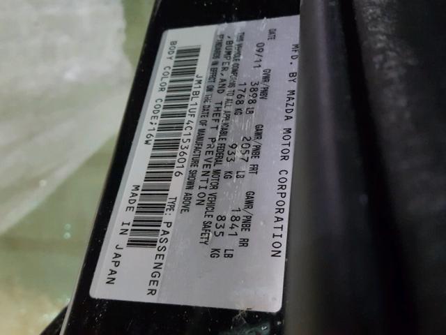 JM1BL1UF4C1536016 - 2012 MAZDA 3 I BLACK photo 10