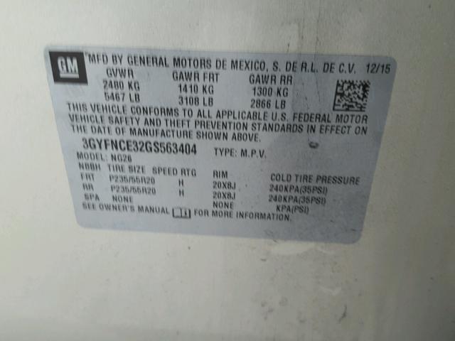 3GYFNCE32GS563404 - 2016 CADILLAC SRX PERFOR 奶油色 照片 10