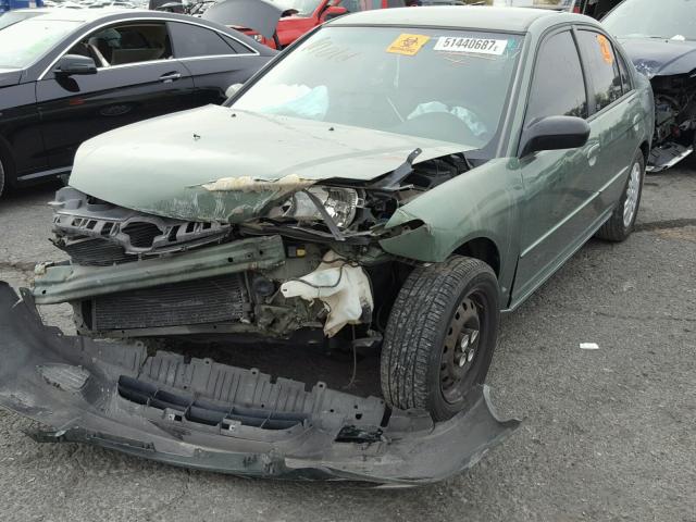 2HGES16554H544893 - 2004 HONDA CIVIC LX GREEN photo 2