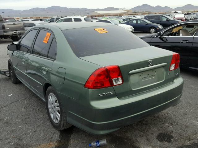 2HGES16554H544893 - 2004 HONDA CIVIC LX GREEN photo 3