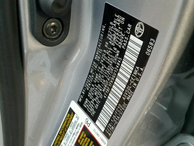 4T1BF1FK8GU124845 - 2016 TOYOTA CAMRY LE ვერცხლისფერი ფოტო 10