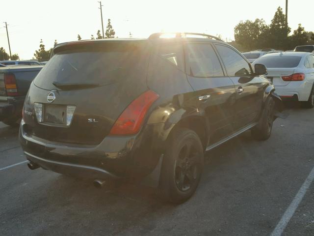 JN8AZ08T44W203215 - 2004 NISSAN MURANO SL BLACK photo 4