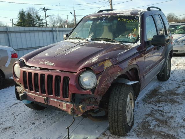 1J4GL48K93W556774 - 2003 JEEP LIBERTY SP BURGUNDY photo 2