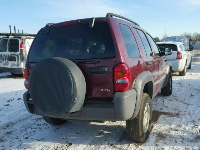 1J4GL48K93W556774 - 2003 JEEP LIBERTY SP BURGUNDY photo 4