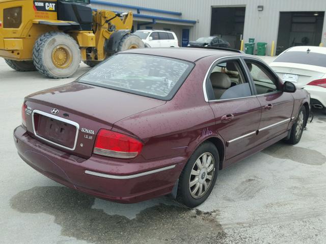 KMHWF35H23A740507 - 2003 HYUNDAI SONATA GLS RED photo 4