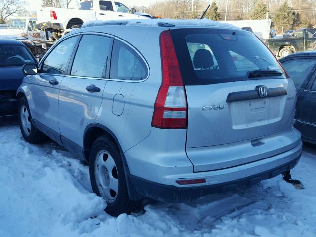 5J6RE4H37AL075724 - 2010 HONDA CR-V LX SILVER photo 3