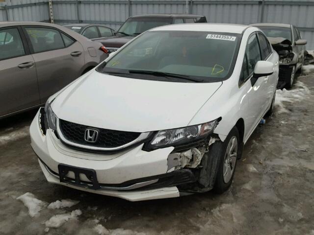 2HGFB2F42DH109993 - 2013 HONDA CIVIC LX WHITE photo 2