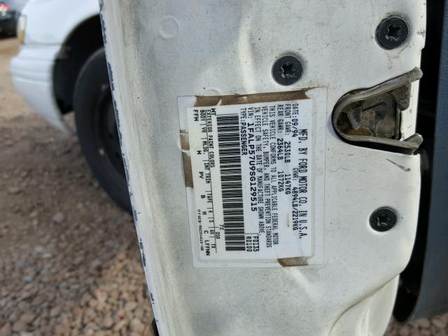 1FALP57U9SG129515 - 1995 FORD TAURUS GL WHITE photo 10